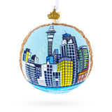 Sky Tower, Auckland, New Zealand Glass Ball Christmas Ornament 4 Inches in Multi color Round