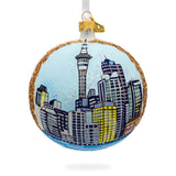 Sky Tower, Auckland, New Zealand Glass Ball Christmas Ornament 4 Inches in Multi color, Round shape