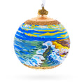 Sunset at the Ocean Painting Glass Ball Christmas Ornament 4 Inches in Multi color Round