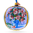 Vase of Roses Painting Glass Ball Christmas Ornament 4 Inches in Multi color, Round shape