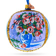 Vase of Roses Painting Glass Ball Christmas Ornament 4 Inches in Multi color Round