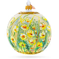 Summer in Bloom Painting Glass Ball Christmas Ornament 4 Inches in Yellow color Round