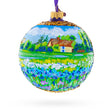 Iris Field Painting Glass Ball Christmas Ornament 4 Inches in Multi color Round