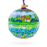 Iris Field Painting Glass Ball Christmas Ornament 4 Inches in Multi color Round