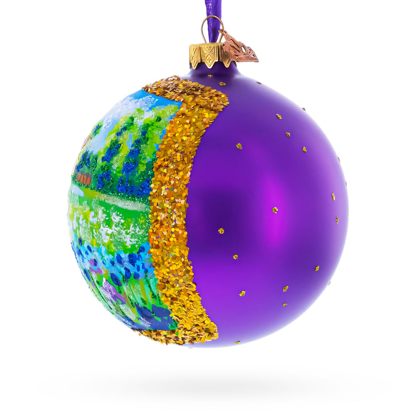 Iris Field Painting Glass Ball Christmas Ornament 4 InchesUkraine , dimensions in inches: 4 x 4 x 4