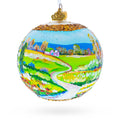Village Road Painting Glass Ball Christmas Ornament 4 Inches in Multi color Round