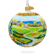 Village Road Painting Glass Ball Christmas Ornament 4 Inches in Multi color, Round shape