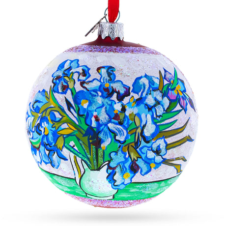 Glass "Irises" by Vincent van Gogh Glass Ball Christmas Ornament 4 Inches in Multi color Round