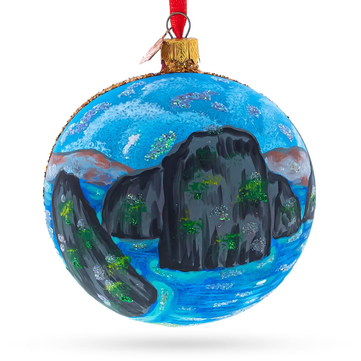 Philippines Glass Ball Christmas Ornament 4 Inches in Multi color, Round shape