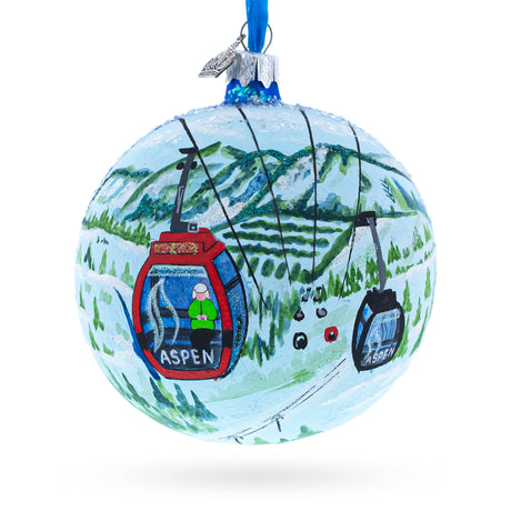 Aspen Snowmass Ski Resort, Colorado, USA Glass Ball Christmas Ornament 4 Inches in Multi color, Round shape