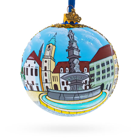 Old Town in Bratislava, Slovakia Glass Ball Christmas Ornament 4 Inches in Multi color Round
