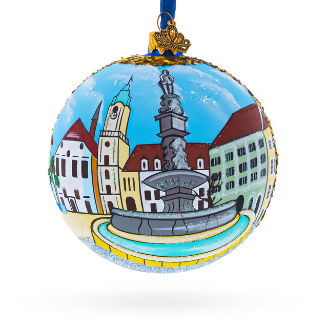 Old Town in Bratislava, Slovakia Glass Ball Christmas Ornament 4 Inches in Multi color Round