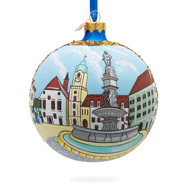 Old Town in Bratislava, Slovakia Glass Ball Christmas Ornament 4 Inches in Multi color, Round shape