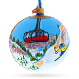 Jackson Hole Ski Resort, Wyoming, USA Glass Ball Christmas Ornament 4 Inches in Multi color Round