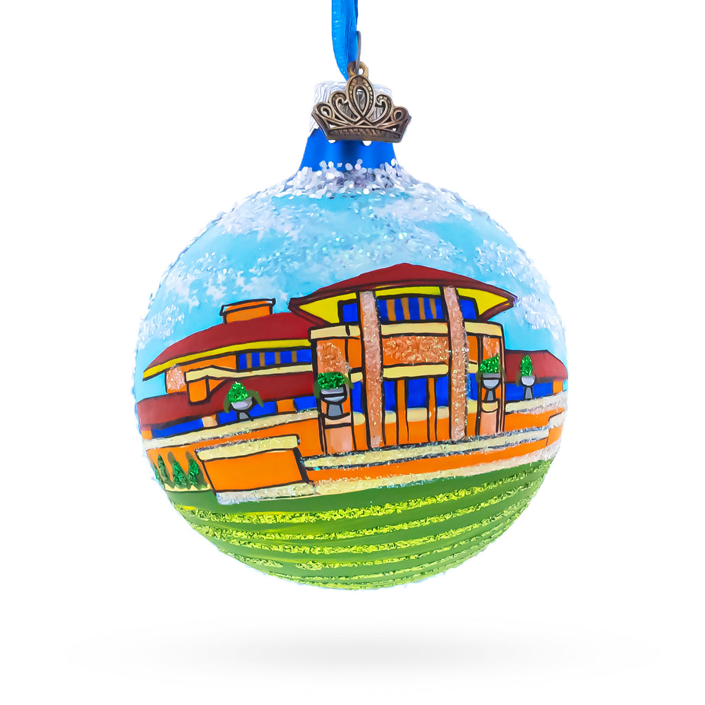Frank Lloyd Wright's Martin House, Buffalo, New York, USA Glass Ball Christmas Ornament 3.25 Inches in Multi color Round