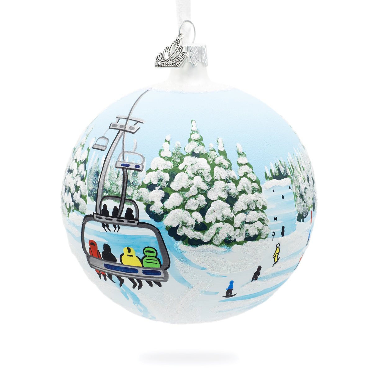Keystone Ski Resort, Colorado, USA Glass Ball Christmas Ornament 4 Inches in White color, Round shape