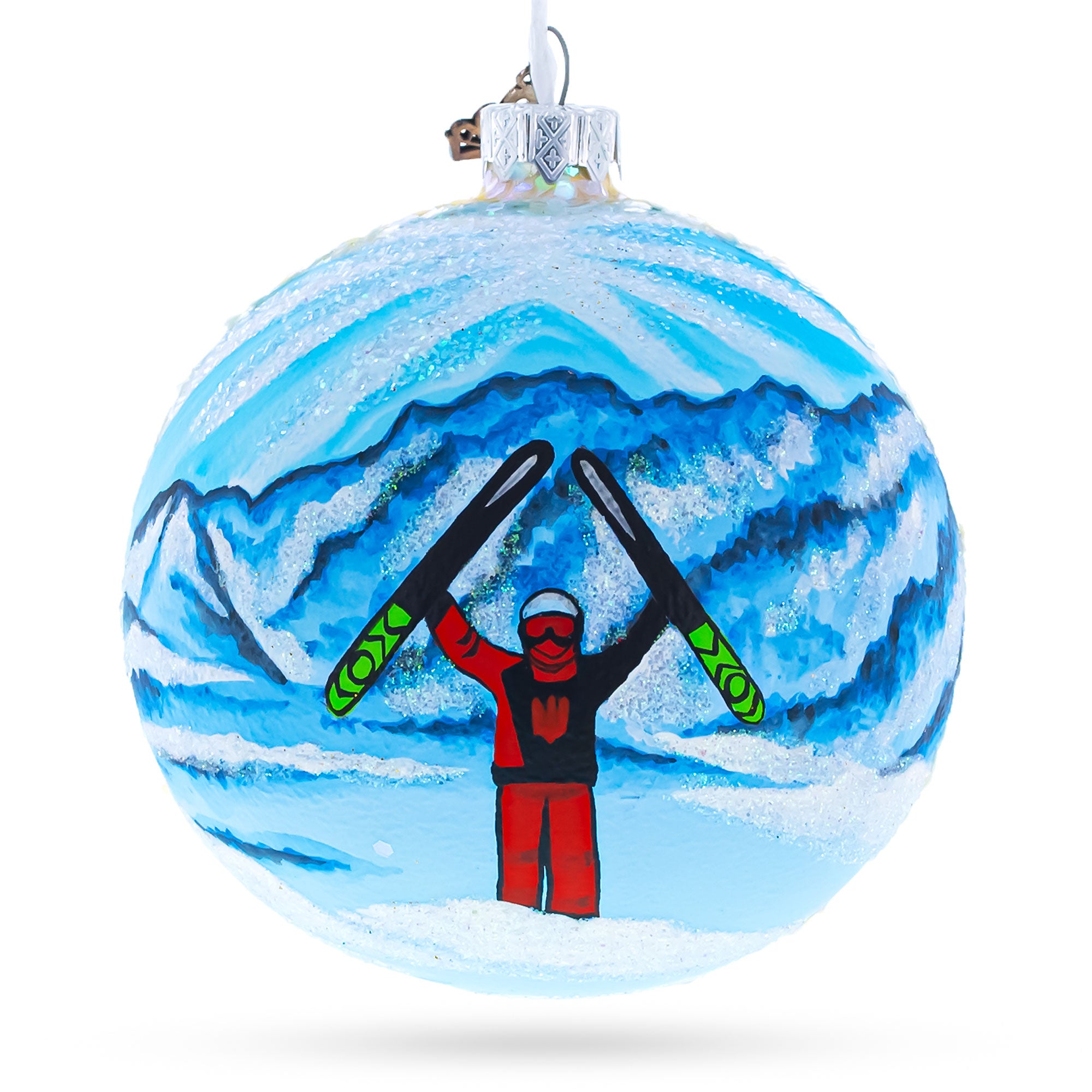 St. Anton Ski Resort, Austria Glass Ball Christmas Ornament 4 Inches in Multi color Round
