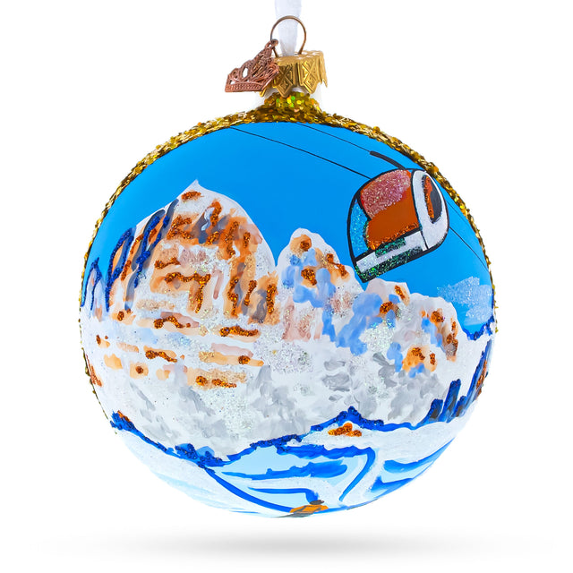 Cortina d'Ampezzo Ski Resort, Italy Glass Ball Christmas Ornament 4 Inches in Multi color, Round shape