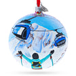 Big Sky Ski Resort, Montana, USA Glass Ball Christmas Ornament 4 Inches in Multi color, Round shape