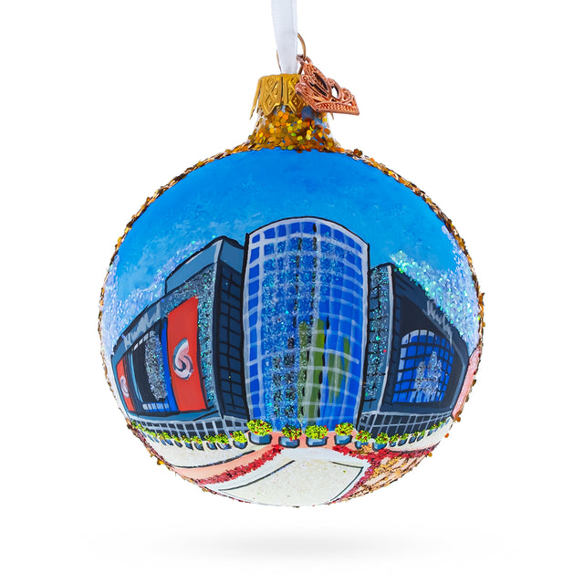 Glass Prudential Center, Newark, New Jersey, USA Glass Ball Christmas Ornament 3.25 Inches in Multi color Round