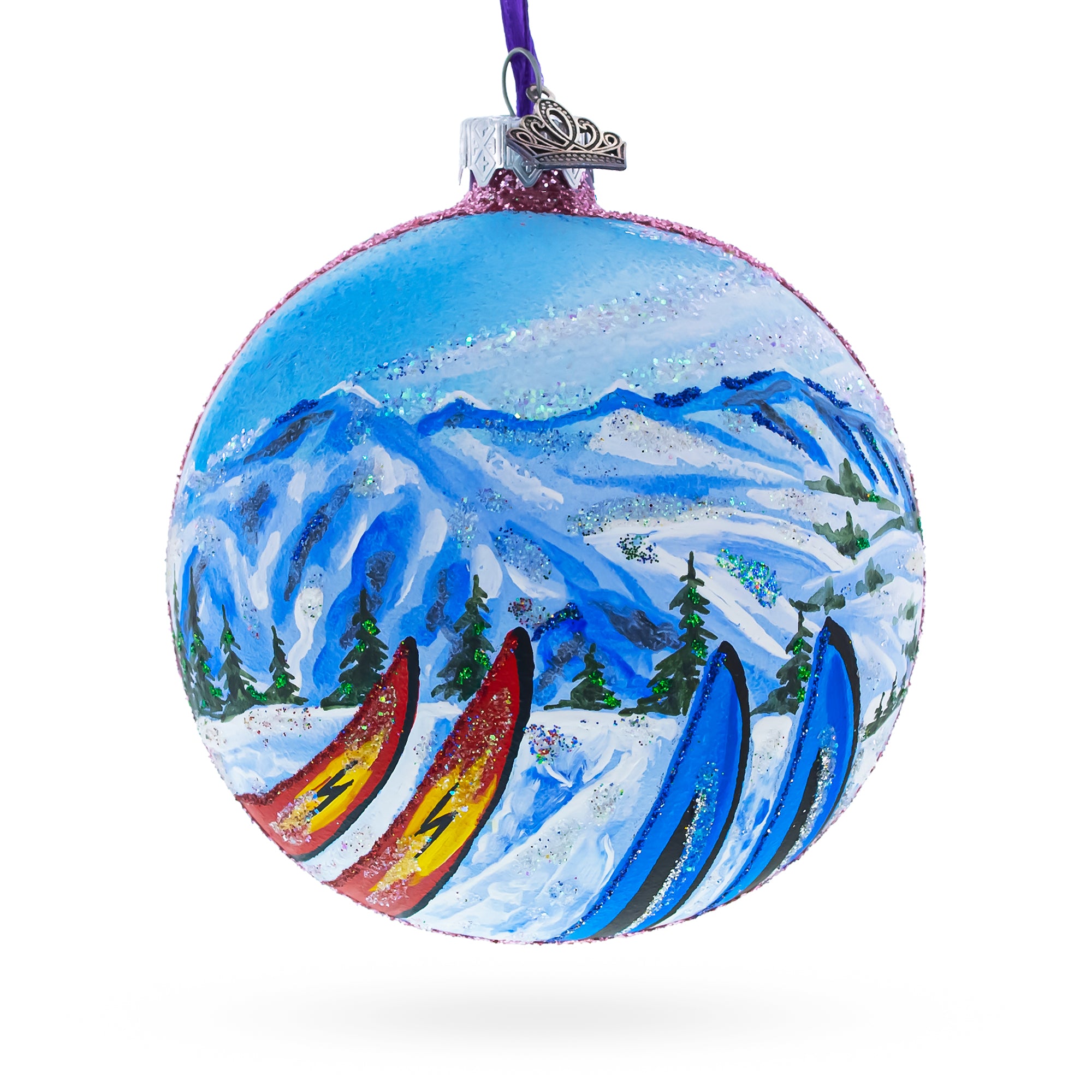 Park City Ski Resort, Utah, USA Glass Ball Christmas Ornament 4 Inches in Multi color Round