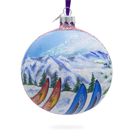 Park City Ski Resort, Utah, USA Glass Ball Christmas Ornament 4 Inches in Multi color, Round shape