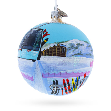 Glass Steamboat Ski Resort, Colorado, USA Glass Ball Christmas Ornament 4 Inches in Multi color Round