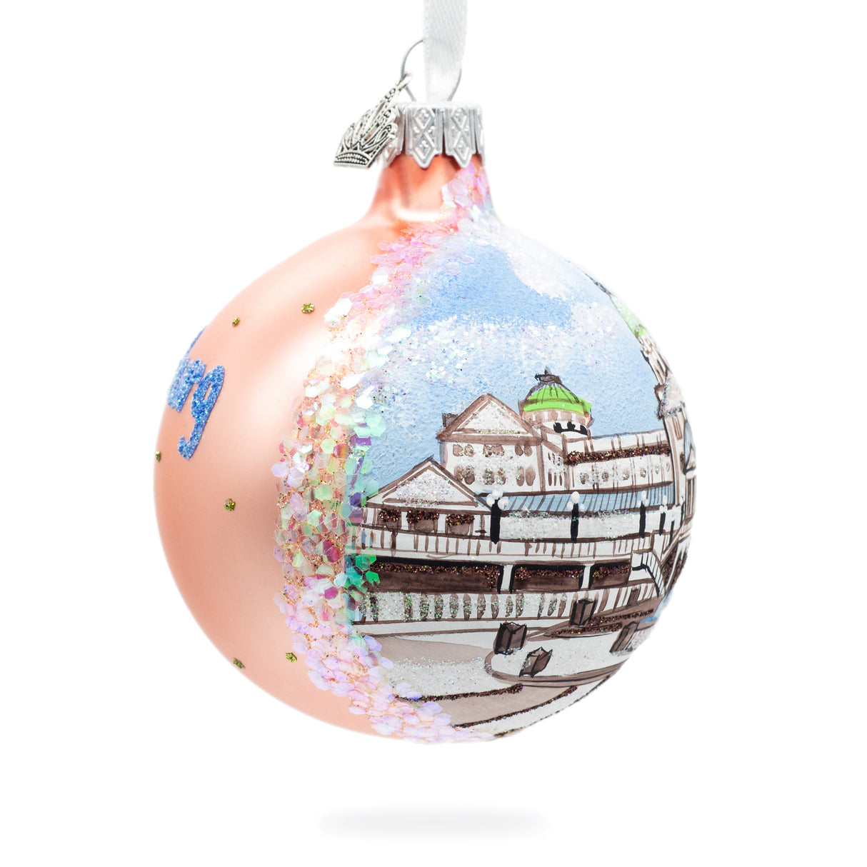 Pennsylvania State Capitol, Harrisburg, Pennsylvania, USA Glass Ball Christmas Ornament 3.25 InchesUkraine ,dimensions in inches: 3.25 x 3.25 x 3.25