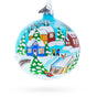 Children Playing in the Winter Village Glass Ball Christmas Ornament 4 Inches in Multi color Round