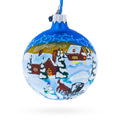The Couch in the Winter Village Glass Ball Christmas Ornament 3.25 Inches in Multi color Round