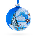 Winter Village by the River Glass Ball Christmas Ornament 4 InchesUkraine , dimensions in inches: 4 x 4 x 4