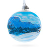 Glass St. Moritz, Switzerland Glass Ball Christmas Ornament 4 Inches in Blue color Round
