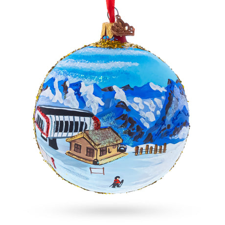 Val d 'Isere, France Glass Ball Christmas Ornament 4 Inches in Multi color Round