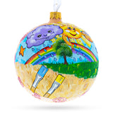 Glass I Love Art Glass Ball Christmas Ornament 4 Inches in Multi color Round