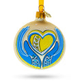 Ukraine in my Heart Glass Ball Christmas Ornament 3.25 Inches in Multi color Round