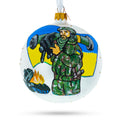 Ukrainian Armed Forces Glass Ball Christmas Ornament 4 Inches in Multi color Round
