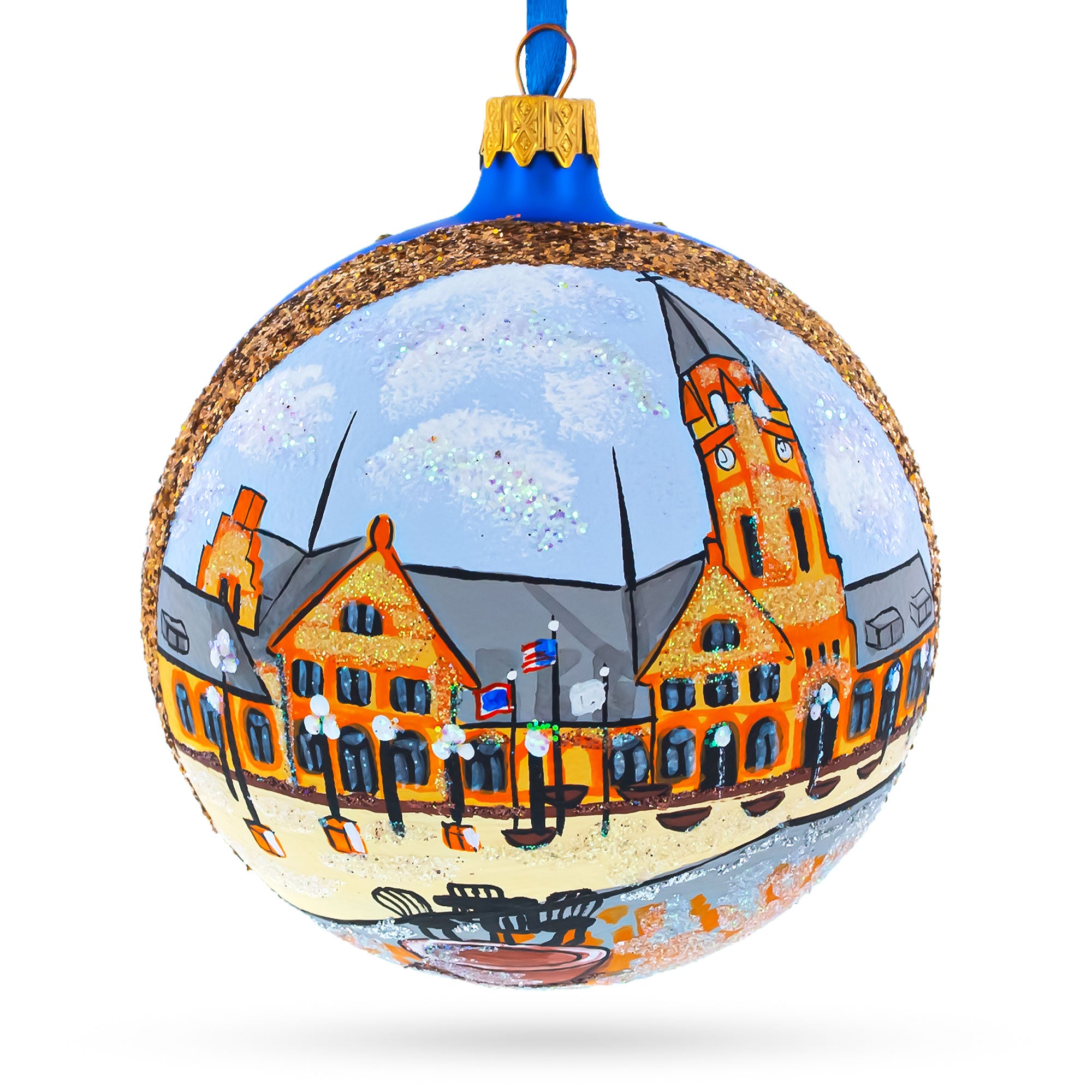 Cheyenne Depot Museum, Cheyenne, Wyoming, USA Glass Ball Christmas Ornament 4 Inches in Multi color Round