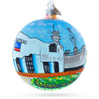 Glass Battleship Wisconsin at Nauticus, Norfolk, Virginia, USA Glass Ball Christmas Ornament 4 Inches in Multi color Round