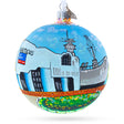 Battleship Wisconsin at Nautilus, Norfolk, Virginia, USA Glass Ball Christmas Ornament 4 Inches in Multi color Round