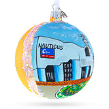 Battleship Wisconsin at Nautilus, Norfolk, Virginia, USA Glass Ball Christmas Ornament 4 InchesUkraine , dimensions in inches: 4 x 4 x 4