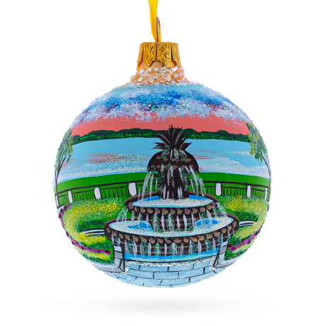Glass Joe Riley Waterfront Park, Charleston, South Carolina, USA Glass Ball Christmas Ornament 3.25 Inches in Multi color Round