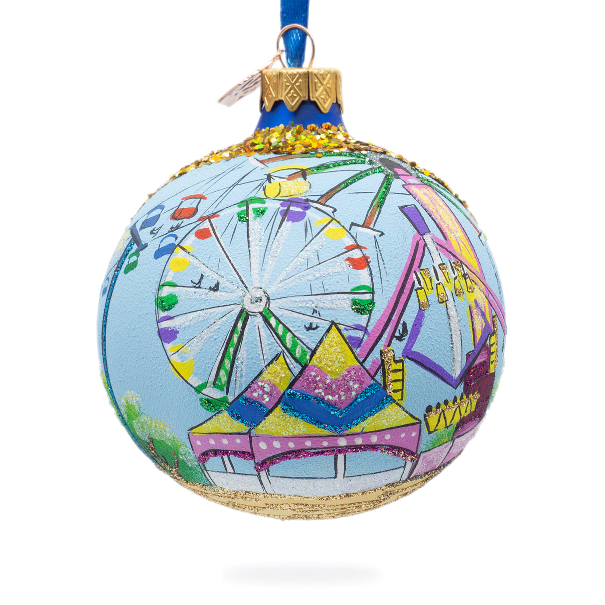 State Fair, St Paul, Minnesota, USA Glass Ball Christmas Ornament 3.25 Inches in Multi color, Round shape