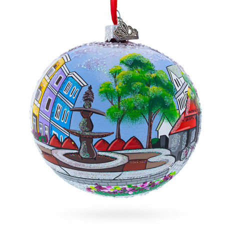 Historic Federal Hill, Providence, Rhode Island, USA Glass Ball Christmas Ornament 4 Inches in Multi color Round