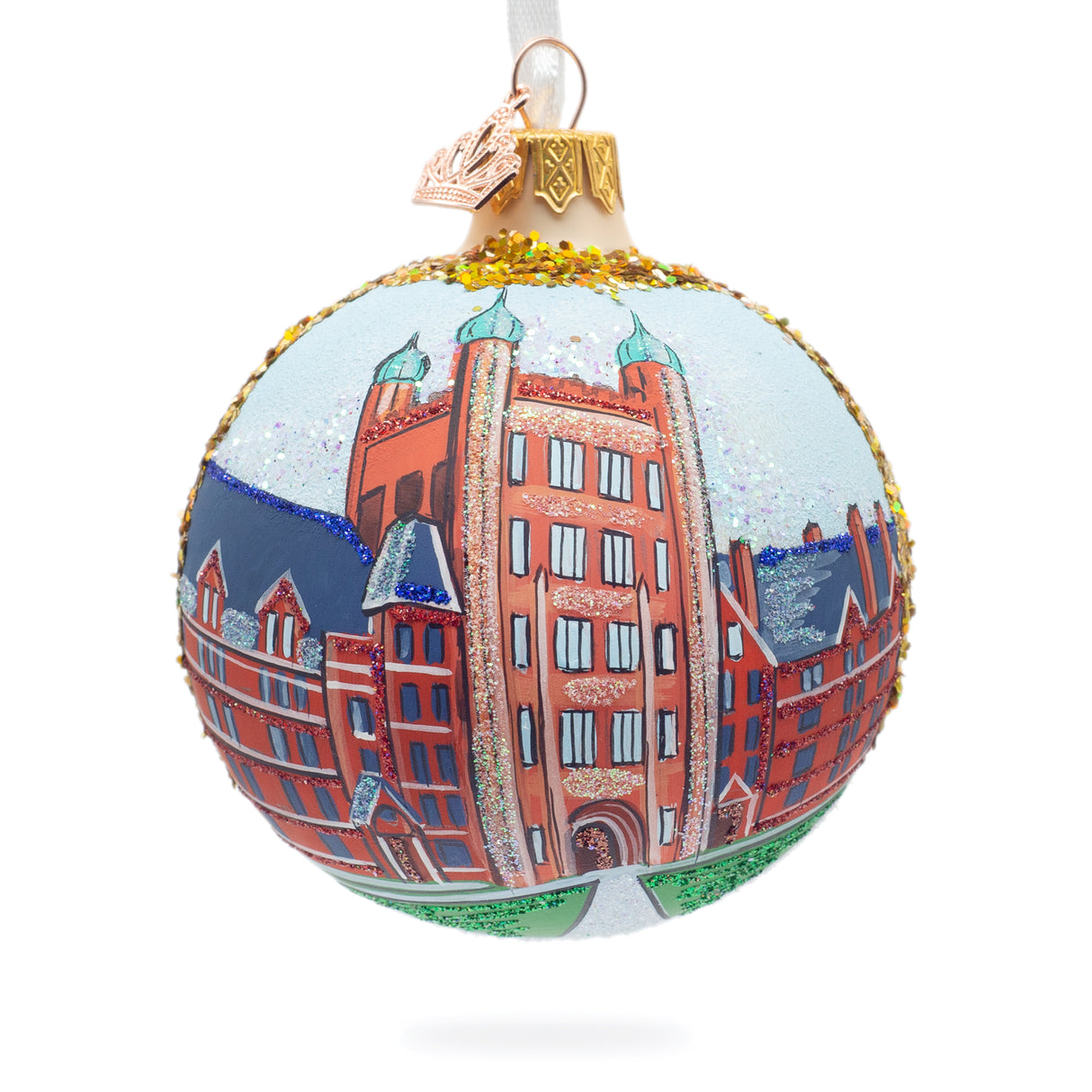 Yale University, New Haven, Connecticut, USA Glass Ball Christmas Ornament 3.25 Inches in Multi color, Round shape