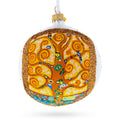 The Tree of Life Painting by Gustav Klimt Glass Ball Christmas Ornament in Gold color Round