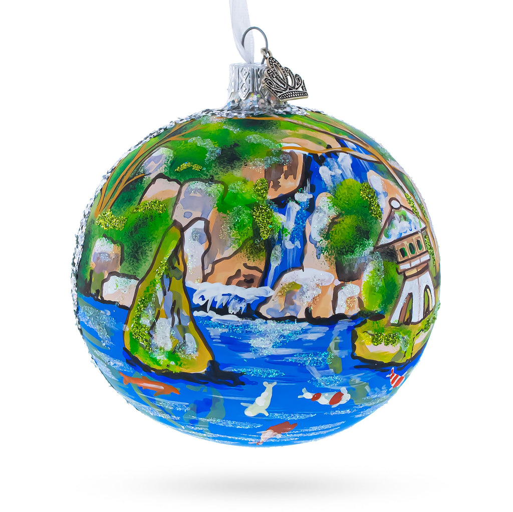 Japanese Garden, Portland, Oregon, USA Glass Ball Christmas Ornament in Multi color Round