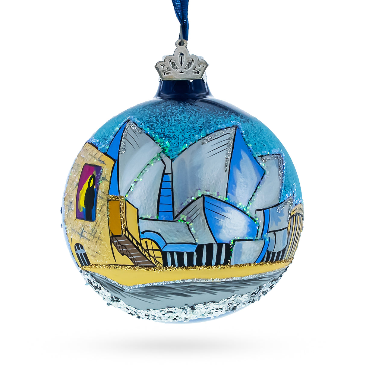 Glass Concert Hall Los Angeles, California Glass Ball Christmas Ornament 3.25 Inches in Multi color Round