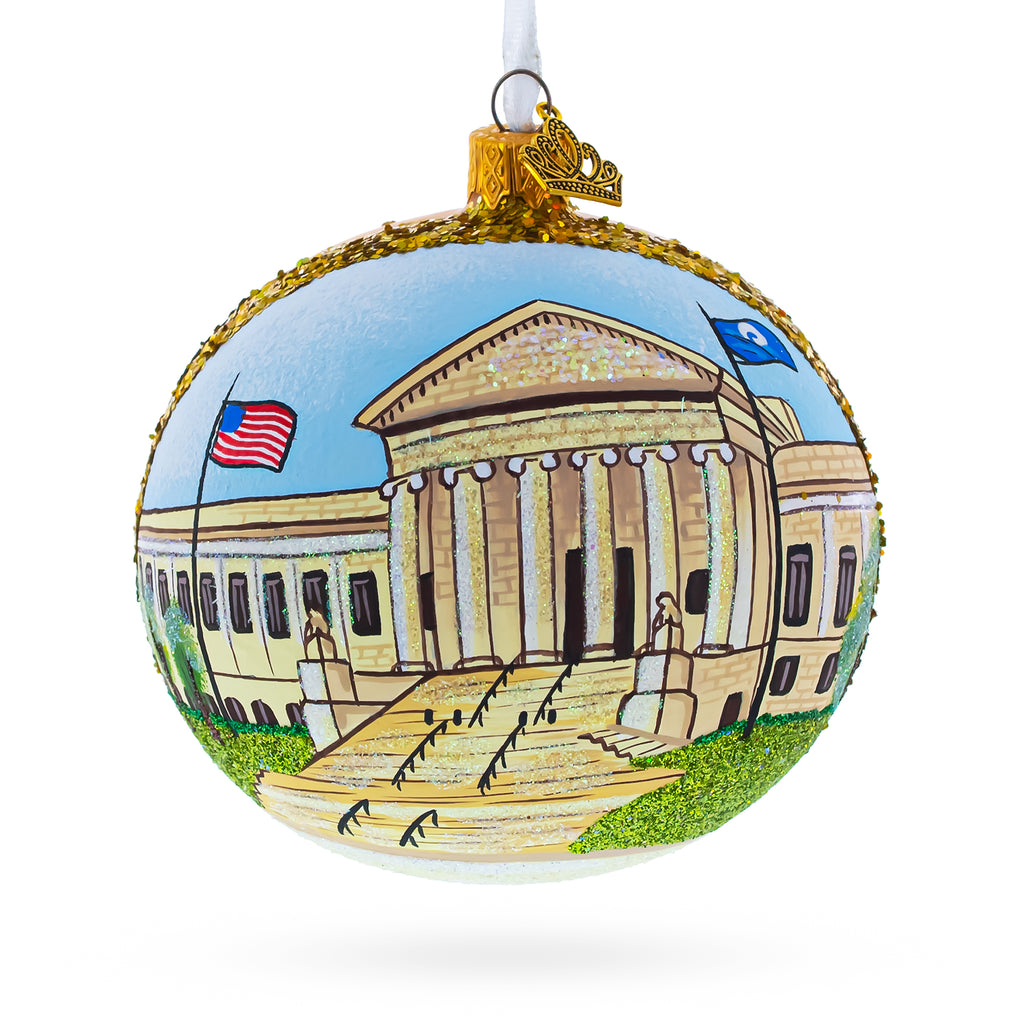 Glass Minneapolis Institute of Art, Minneapolis, Minnesota Glass Ball Christmas Ornament 4 Inches in Multi color Round