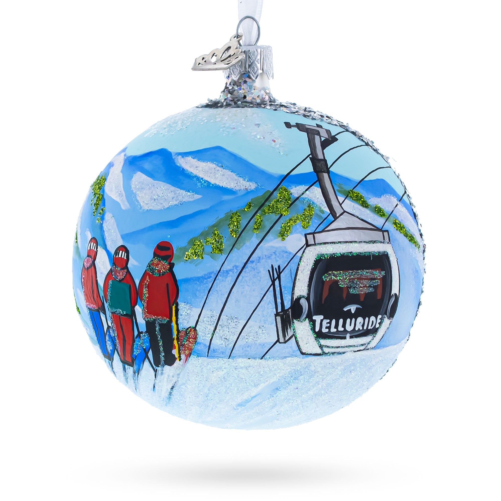 Telluride, Colorado Ski Resort, USA Glass Ball Christmas Ornament in Multi color Round