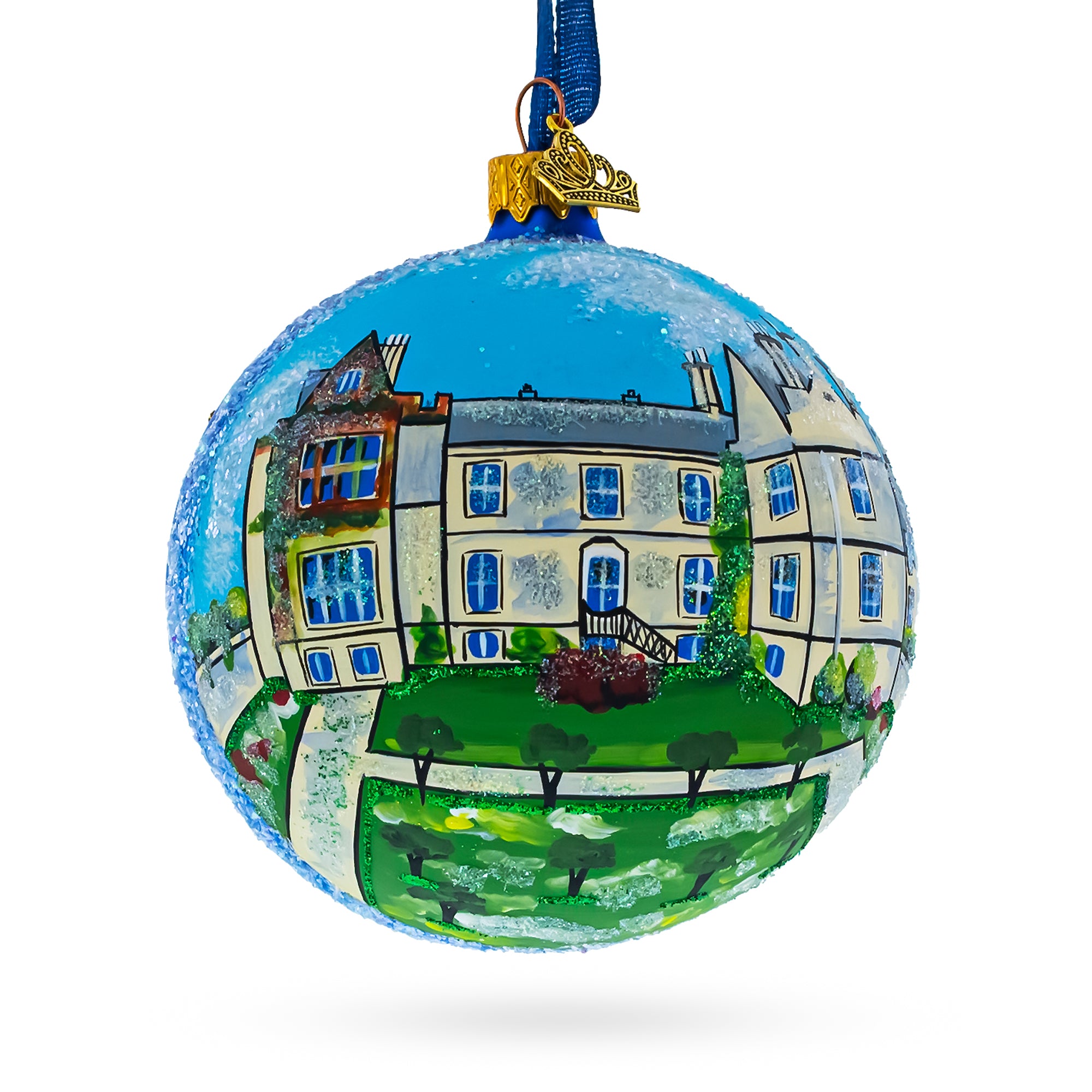 Muckross House, Gardens & Traditional Farms, Kerry, Ireland Glass Christmas Ornament 4 Inches in Multi color Round